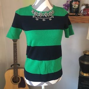 J. Crew Bejeweled Striped Sweater